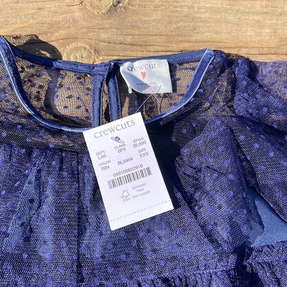 Crew cuts top NWT size 2-3T‎ sheer polka dot tiered fancy dress navy - Picture 5 of 5